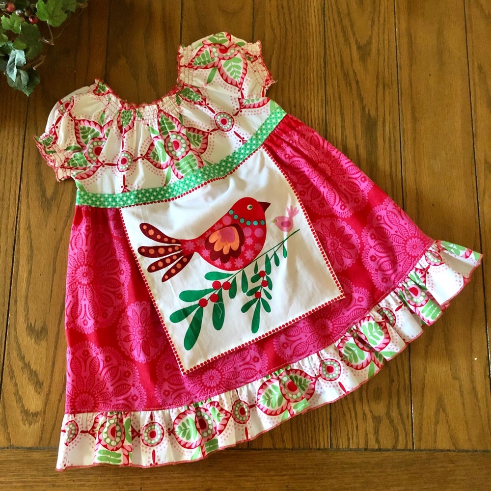 New Holiday Red and Green Boutique Apron Dress